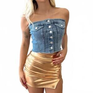 NEW TIMING women's desert drive denim top in blue